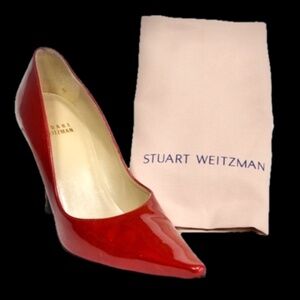 Stuart Weitzman Red Shimmery Patent Leather Pumps Size 6M